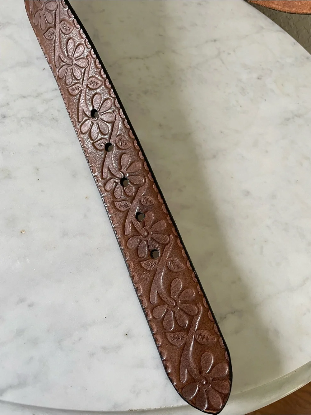 Fossil Floral Embossed Leather Belt